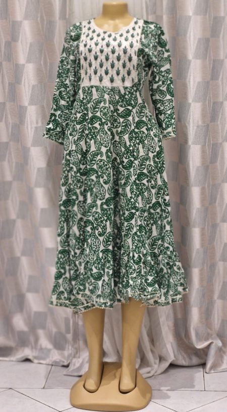 White Green Dress