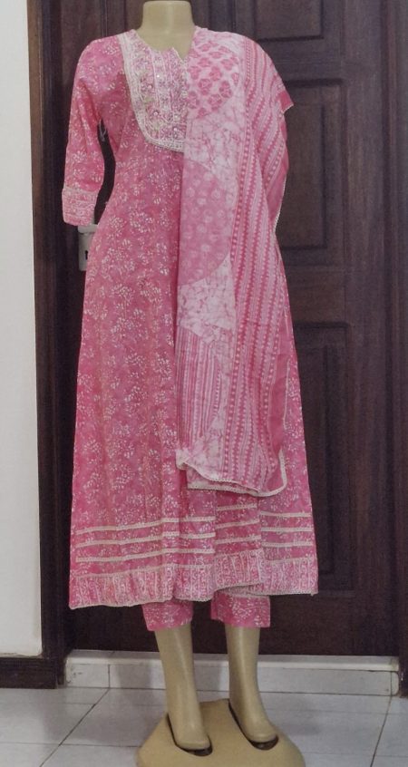 White Pink Anarkali