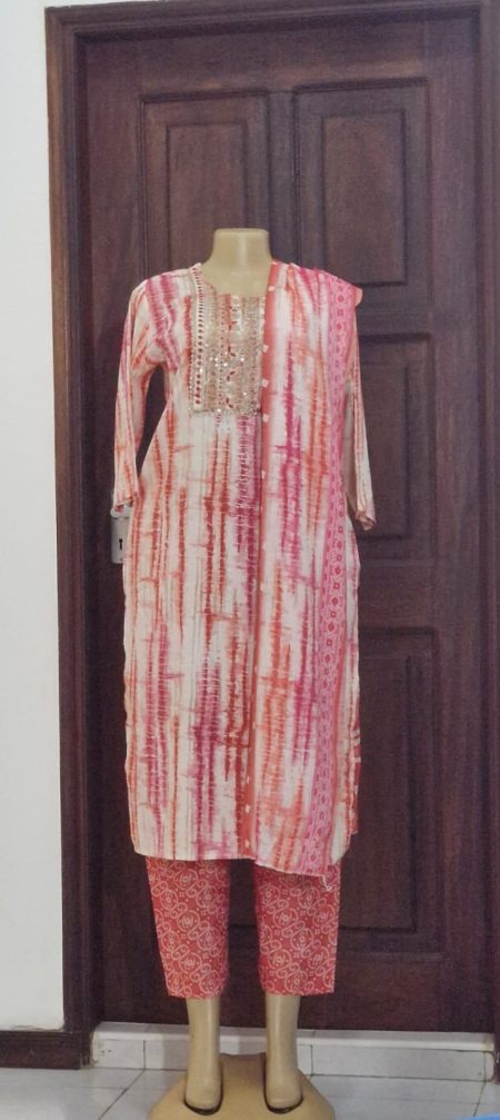 Red White Anarkali